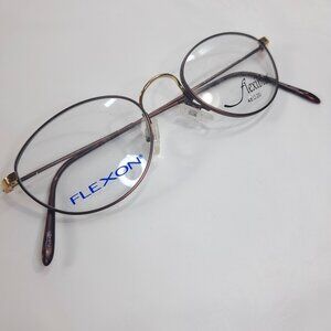 Flexon Eyeglasses Frames Flexibles 330 Burgundy/GEP Gold Oval 48-20-140 glasses
